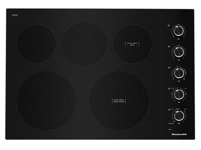 30" KitchenAid Electric Cooktop With 5 Elements And Knob Controls - KCES550HBL