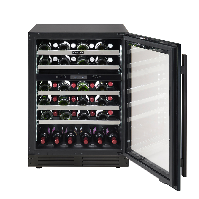 24" Marathon Built-in Dual Zone Wine Cooler in Black Steel - MWC56-DBLS