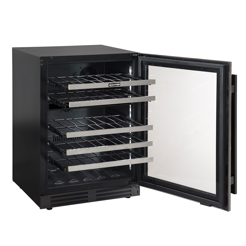 24" Marathon Built-in Dual Zone Wine Cooler in Black Steel - MWC56-DBLS