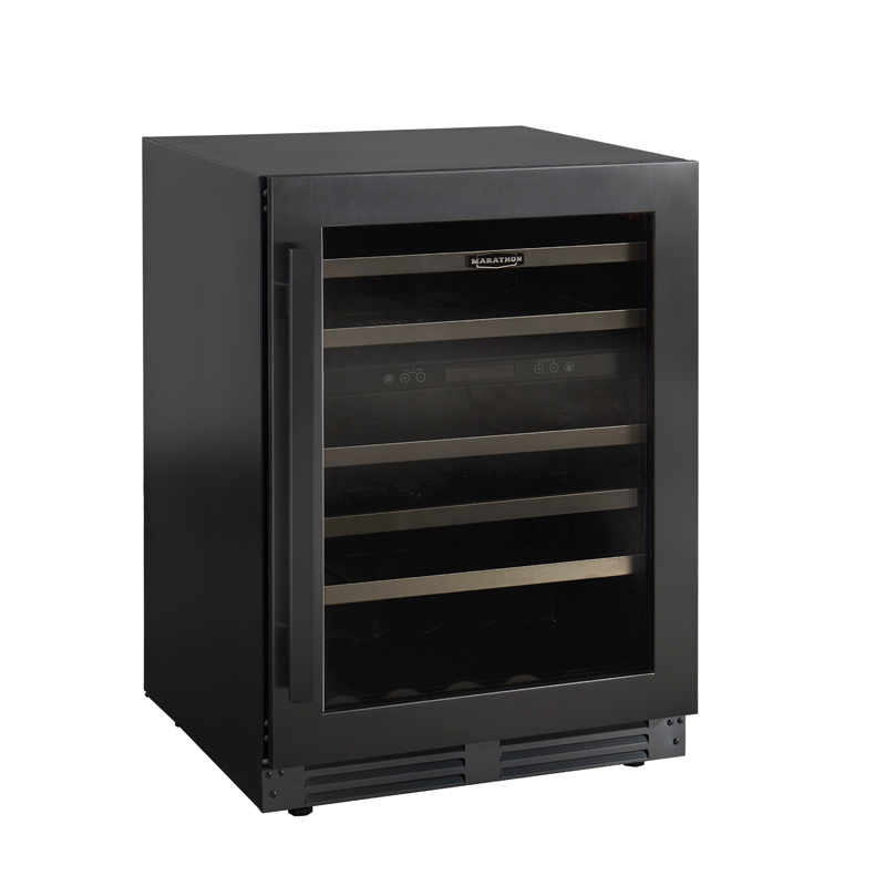 24" Marathon Built-in Dual Zone Wine Cooler in Black Steel - MWC56-DBLS