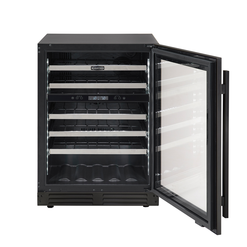 24" Marathon Built-in Dual Zone Wine Cooler in Black Steel - MWC56-DBLS