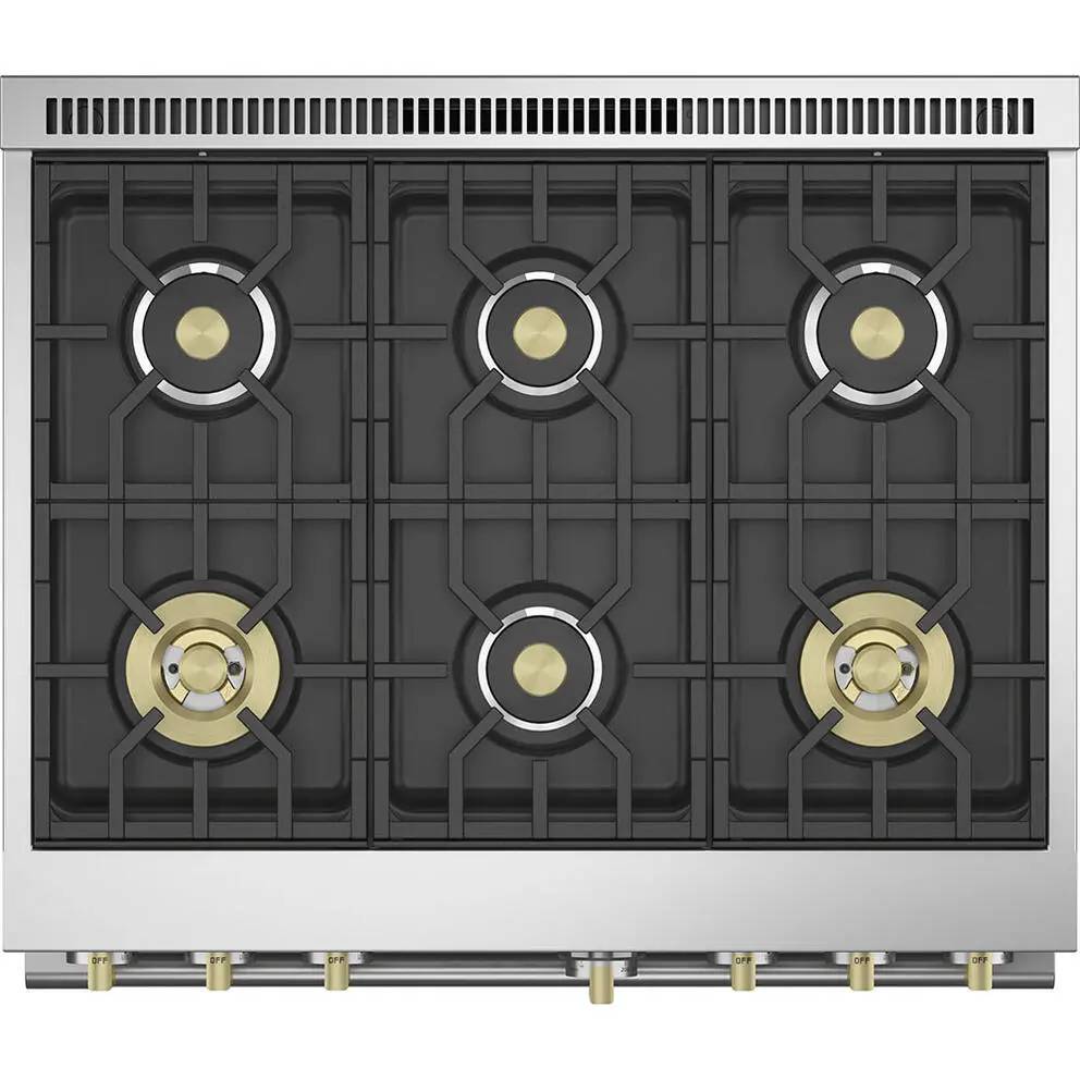 36" Monogram 5.75 Cu. Ft.  Dual-Fuel Professional Range With 6 Burners - ZDP366NTSS