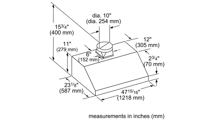 48" Thermador Low-Profile Wall Hood, 1000 CFM - HMWB481WS