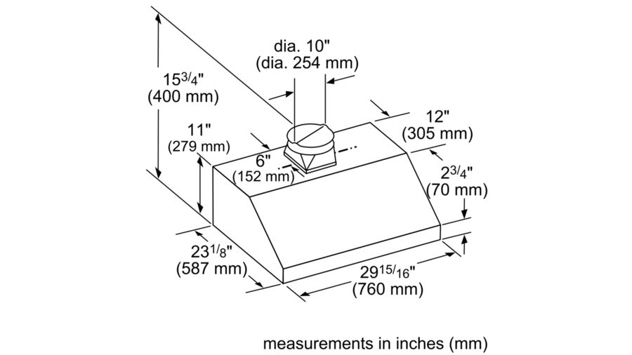 30" Thermador Low-Profile Wall Hood, 600 CFM - HMWB30WS