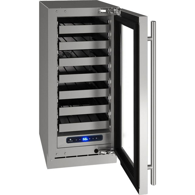 15" U-Line 5 Class Series Right-Hand Hinged Wine Cooler Stainless Frame (with lock) - UHWC515SG41A