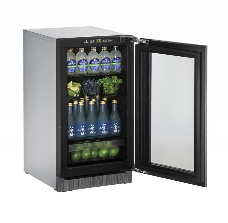 18"  U-Line 2000 Series Glass Door Refrigerator - U2218RGLINT00B