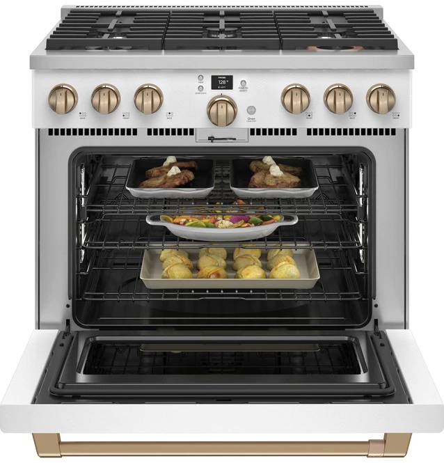 36" Café 5.7 Cu. Ft. Smart Freestanding Dual Fuel Range With Natural Gas - C2Y366P4TW2