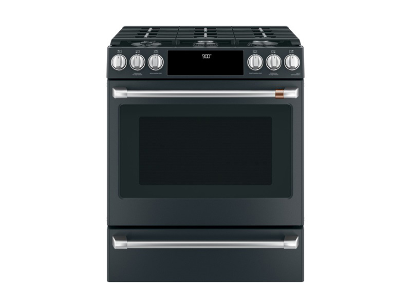 30" Café Slide-In Front Control Dual-Fuel Convection Range With Warming Drawer - CC2S900P3MD1