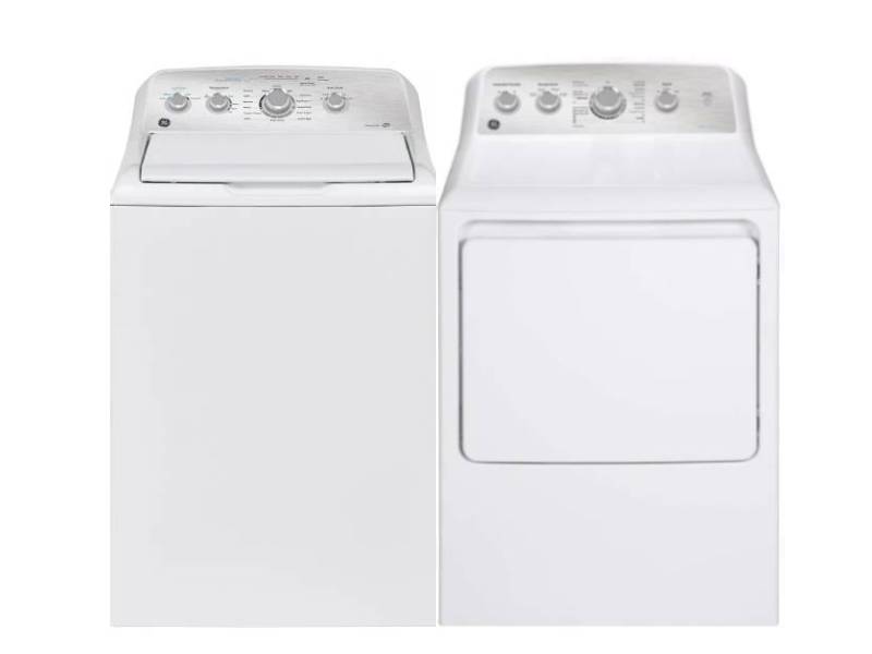 27" GE 4.9 Cu. Ft. Top Load Washer and 7.2 Cu. Ft. Capacity Top Load Gas Dryer - GTW451BMRWS-GTD45GBMRWS