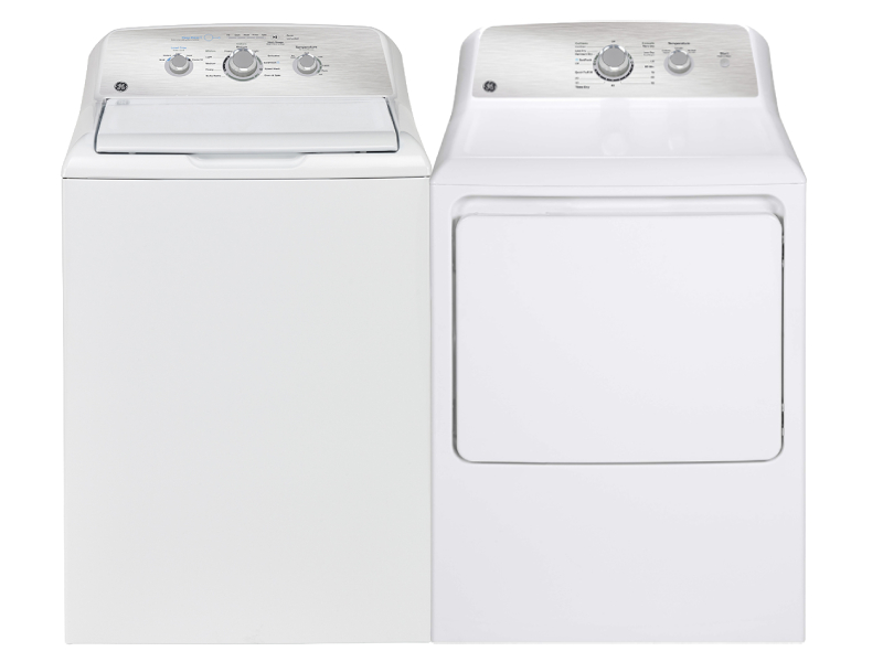 27" GE Top Load Washer And Top Load Electric Dryer - GTW331BMRWS-GTX33EBMRWS
