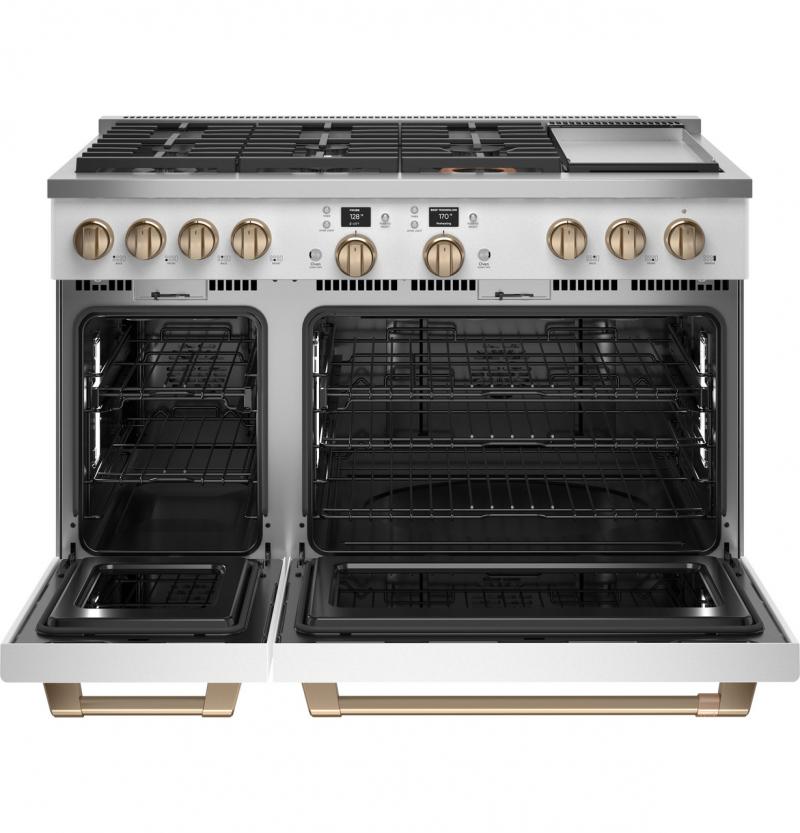 48" Café 8.25 Cu. Ft. Smart Dual-Fuel Commercial-Style Range with No-Preheat Air Fry Matte White - C2Y486P4TW2