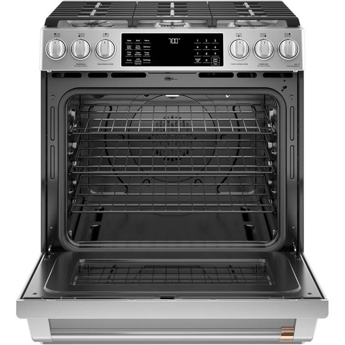 30" Café 5.6 Cu. Ft. Slide-In Front Control Gas Oven With Convection Range - CCGS700P2MS1