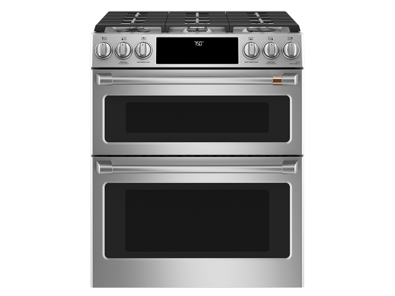 30" Café 7.0 Cu. Ft. Slide-In Front Control Gas Double Oven With Convection Range - CCGS750P2MS1