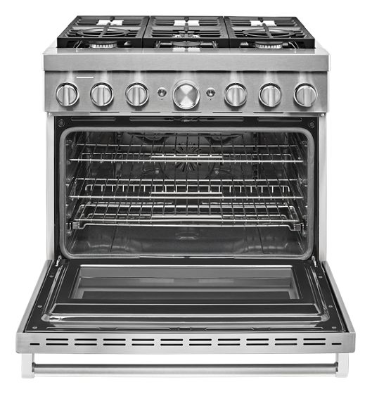 36" KitchenAid 5.1 Cu. Ft. Smart Commercial-Style Dual Fuel Range With 6 Burners In Stainless Steel - KFDC506JSS