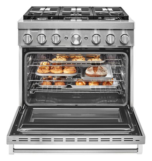 36" KitchenAid 5.1 Cu. Ft. Smart Commercial-Style Dual Fuel Range With 6 Burners In Stainless Steel - KFDC506JSS