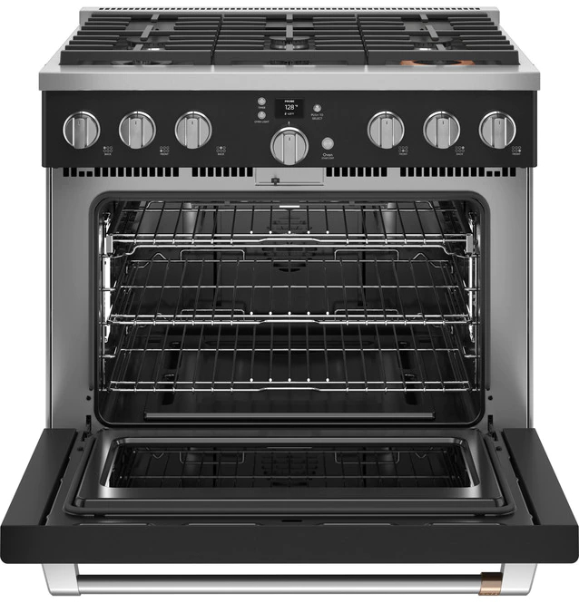 36" Café 6.2 Cu. Ft. Smart All-Gas Commercial-Style Range With 6 Sealed Burners In Matte Black - CGY366P3TD1