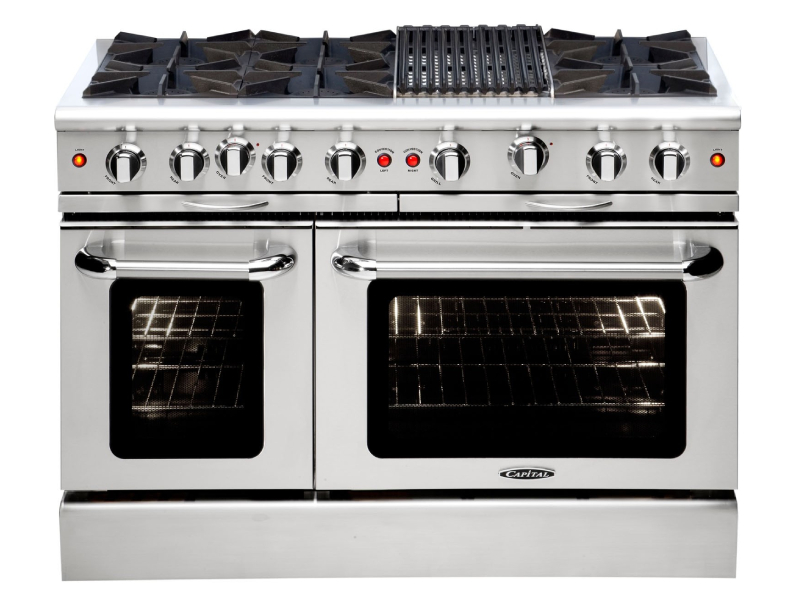 48" Capital Culinarian Series Freestanding Gas Range With 6 Open Burners and 12 Inch BBQ Grill - MCOR486B-N