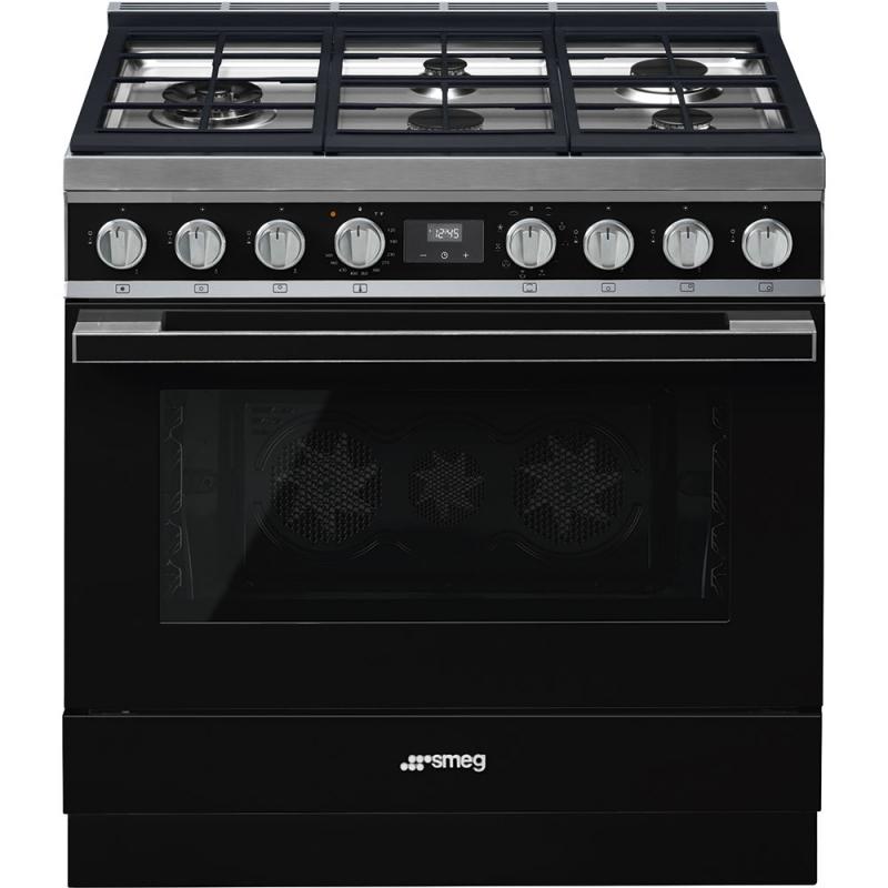 36" SMEG Portofino Freestanding Professional Dual Fuel Range - CPF36UGMBL