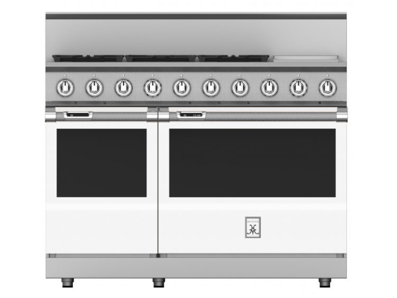 48" Hestan KRD Series Dual Fuel Range with 5-Burners - KRD485GD-NG-WH