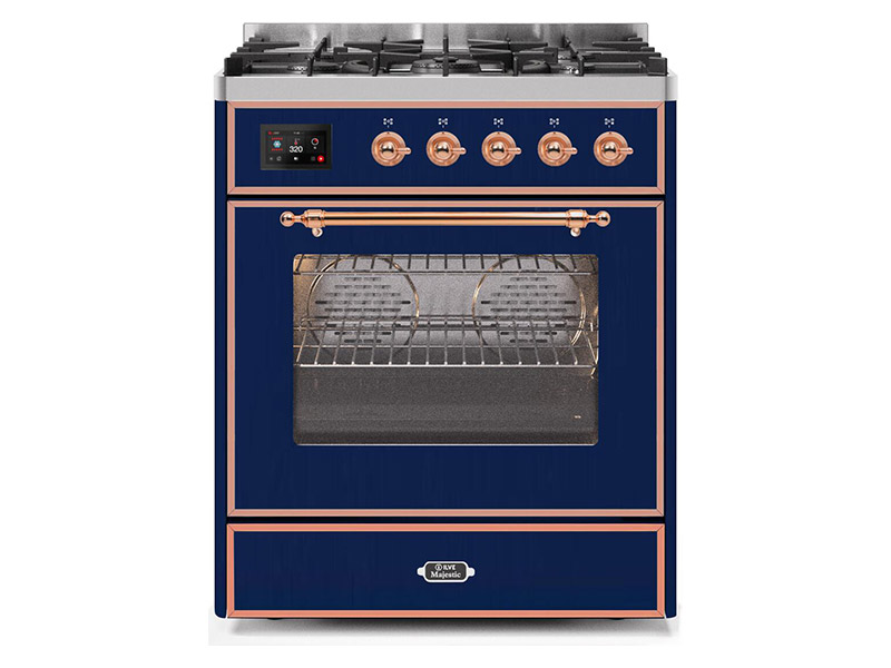 30" ILVE Majestic II Dual Fuel Range with Copper Trim in Blue  - UM30DNE3MBP-NG