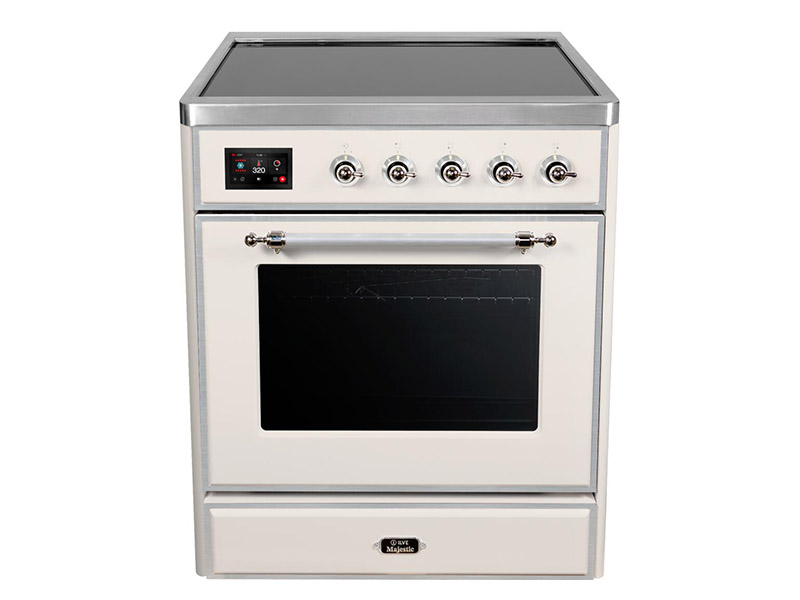 30" ILVE Majestic II Electric  Freestanding Range with Chrome Trim in Antique White - UMI30NE3AWC