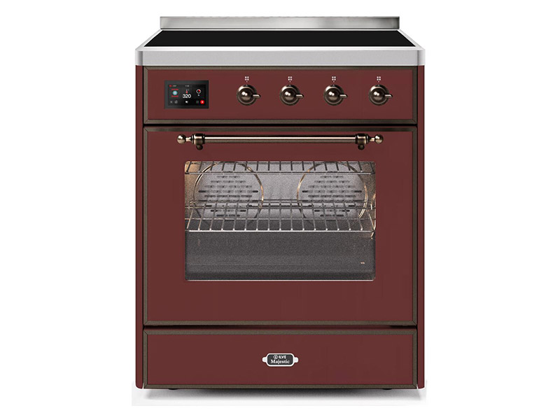 30" ILVE Majestic II Electric Freestanding Range With Bronze Trim In Burgundy - UMI30NE3BUB