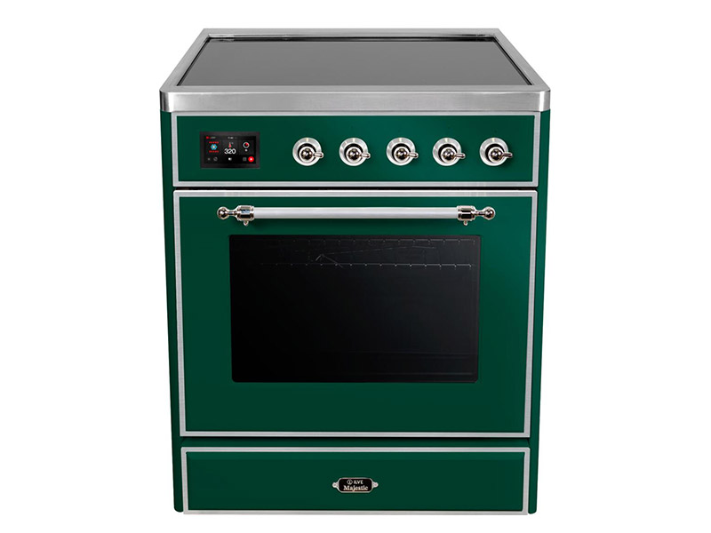 30" ILVE Majestic II Electric  Freestanding Range with Chrome Trim in Emerald Green  - UMI30NE3EGC