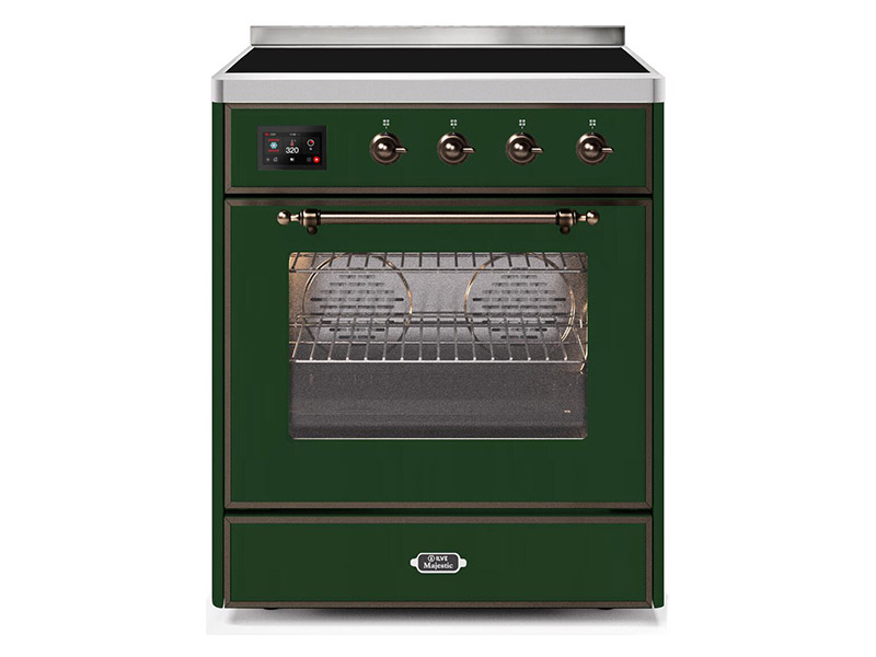 30" ILVE Majestic II Electric Freestanding Range With Bronze Trim In Emerald Green - UMI30NE3EGB