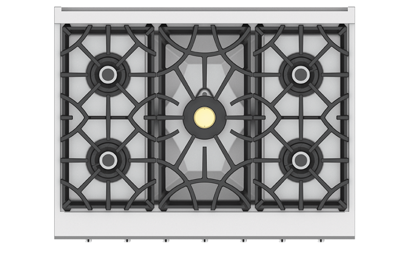 36" Hestan KRT Series 5-Burner Rangetop with Liquid Propane in Steeletto - KRT365-LP