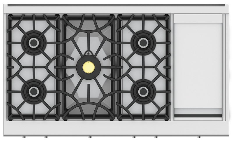 48" Hestan KRT Series 5-Burner Natural Gas Rangetop  with 12" Griddle - KRT485GD-NG
