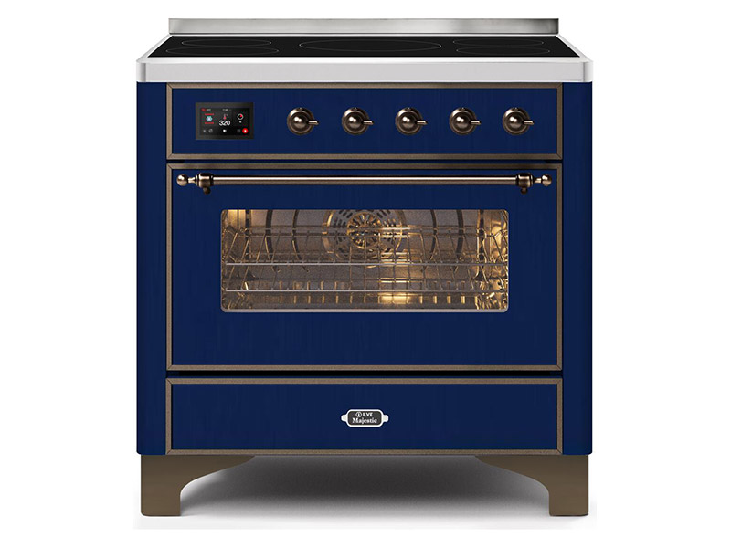 36" ILVE Majestic II Electric Range with Bronze Trim in Blue - UMI09NS3MBB