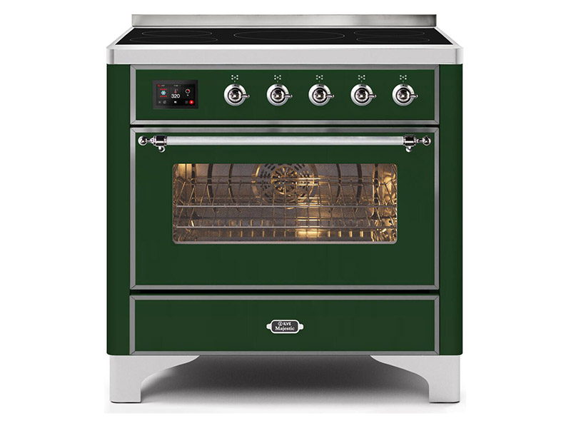 36" ILVE Majestic II Electric Range with Chrome Trim in Emerald Green - UMI09NS3EGC