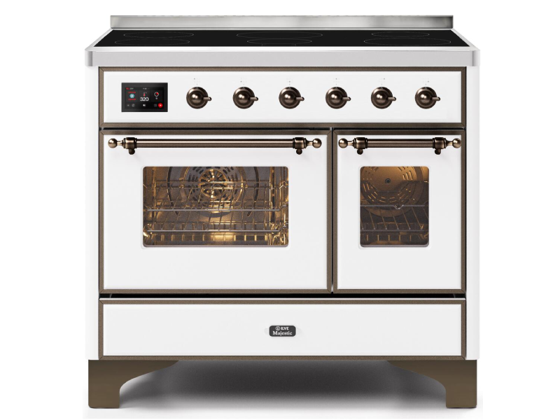 40" ILVE Majestic II Electric Freestanding Range with Bronze Trim in White - UMDI10NS3WHB