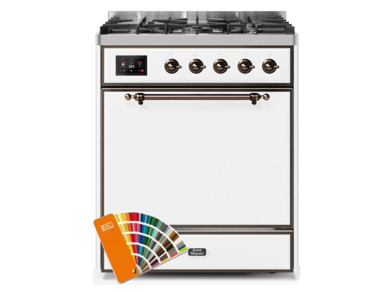 30" ILVE Majestic II Dual Fuel Natural Gas Range with Bronze Trim in Custom RAL - UM30DQNE3/RALB NG