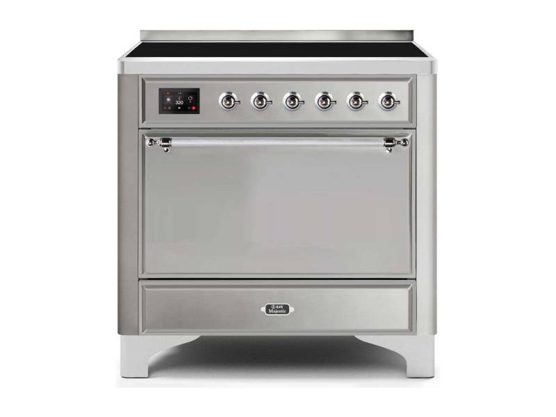 36" ILVE Majestic II Electric  Freestanding Range with Chrome Trim in Stainless Steel  - UMI09QNS3/SSC