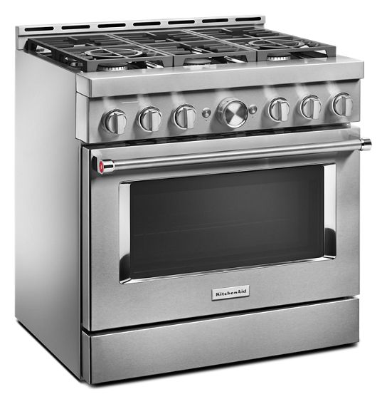 36" KitchenAid 5.1 Cu. Ft. Smart Commercial-Style Gas Range With 6 Burners - KFGC506JSS