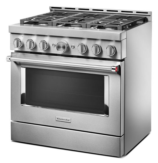 36" KitchenAid 5.1 Cu. Ft. Smart Commercial-Style Gas Range With 6 Burners - KFGC506JSS