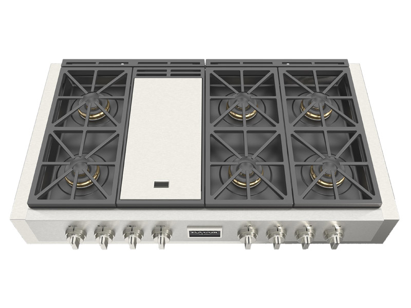 48" Fulgor Milano Sofia 600 Series Pro Gas Range Top - F6GRT486GS1