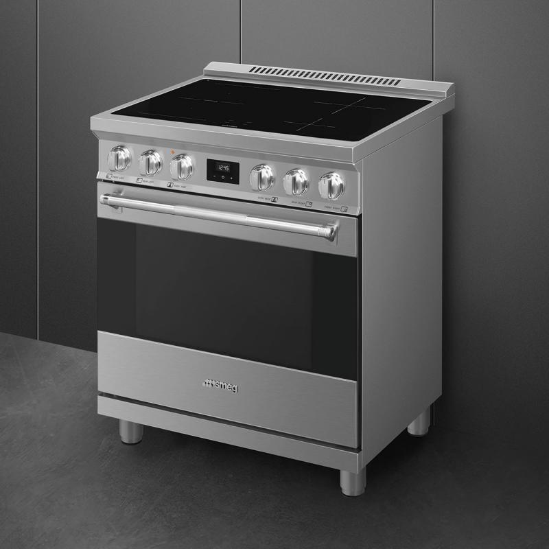 30" SMEG Freestanding Professional Induction Range in Stainless Steel - SPR30UIMX