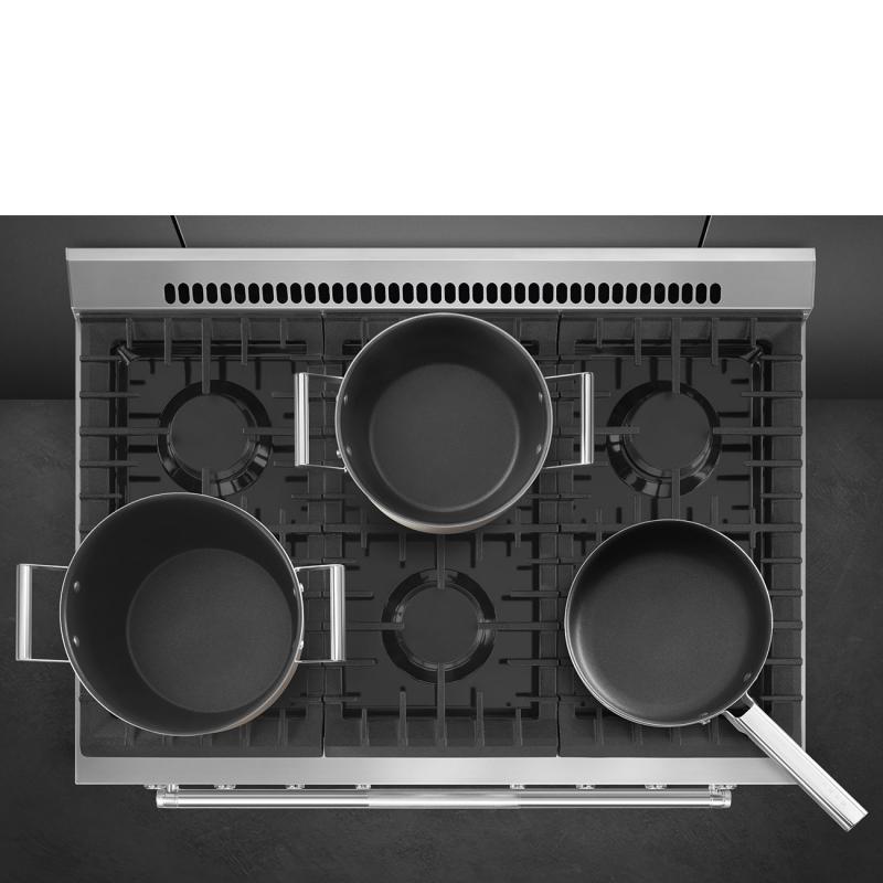 36" SMEG Freestanding Professional Dual Fuel Range in Stainless Steel - SPR36UGMX