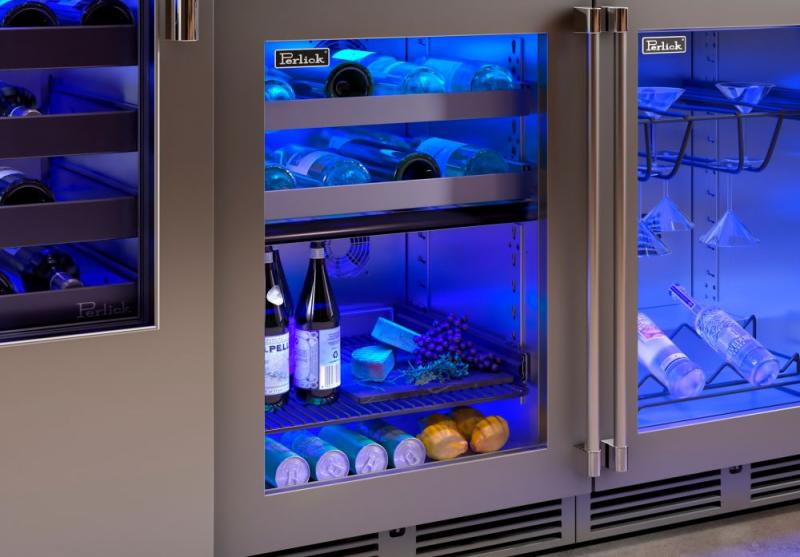 24" Perlick Indoor Signature Series Left-Hinge Dual-Zone Wine Refrigerator in Panel Ready Glass Door - HP24CS44LL