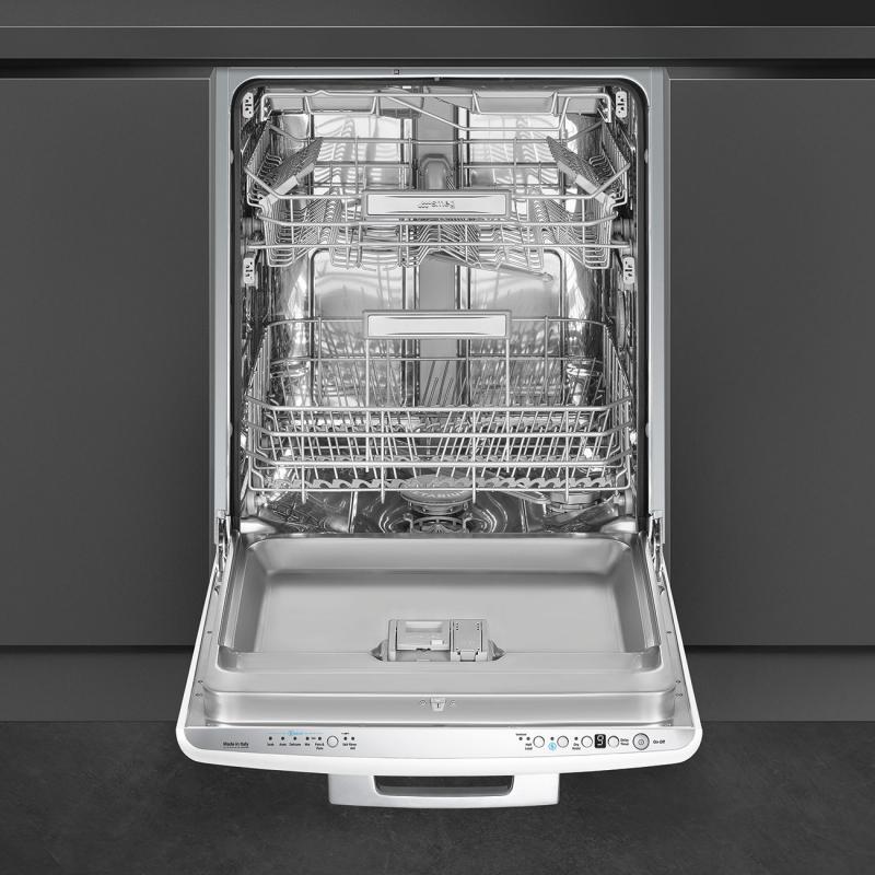24" SMEG 50's Style Under Counter Built-in Dishwasher in White - STU2FABWH2