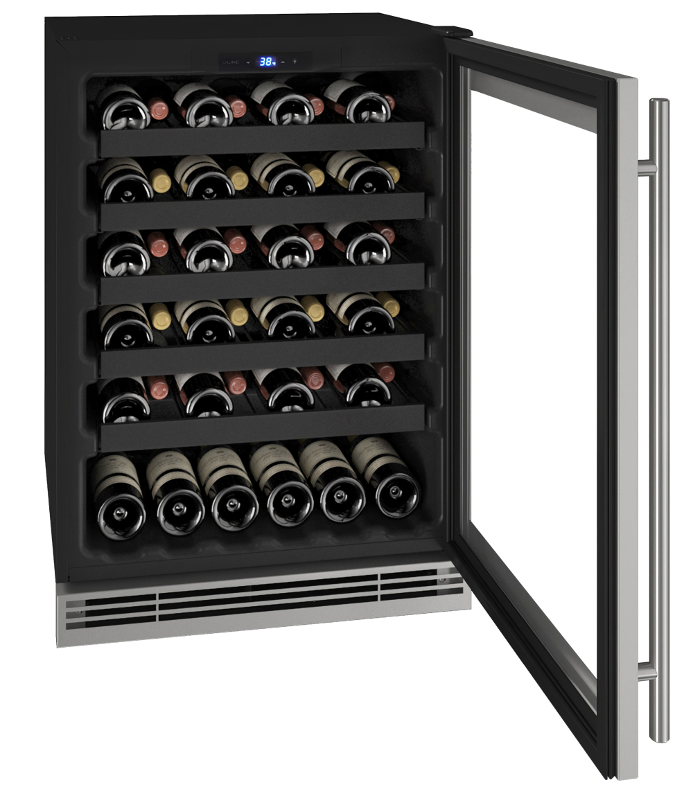 24" U-Line 5.5 Cu. Ft. 1 Class Wine Refrigerator in Stainless Frame - UHWC124-SG01A