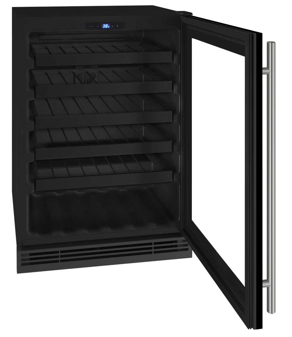 24" U-Line 5.5 Cu. Ft. 1 Class Wine Refrigerator in Black Frame - UHWC124-BG01A