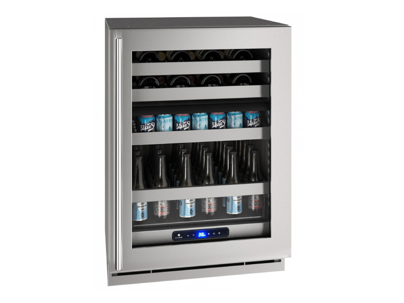 24" U-Line HBD524 Dual-Zone Beverage Center with 5.1 Cu. Ft. Capacity - UHBD524-SG01A