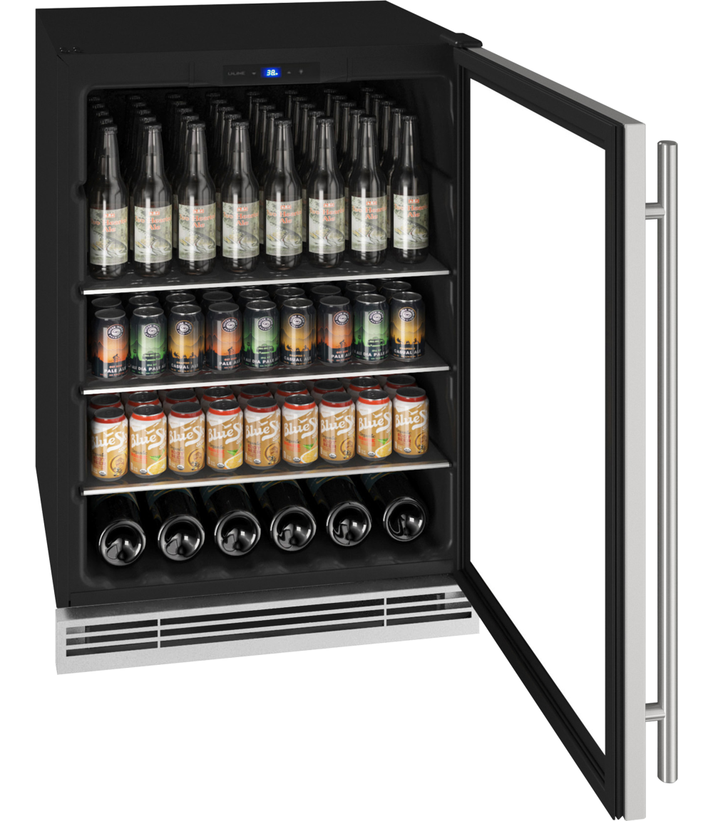 24" U-Line Beverage Center with 5.7 Cu. Ft. Capacity - UHBV024-SG01A