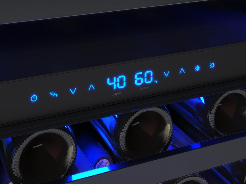 24" Zephyr 5.2 Cu. Ft. Dual Zone Wine Cooler in Black Stainless Glass - PRW24C02CBSG