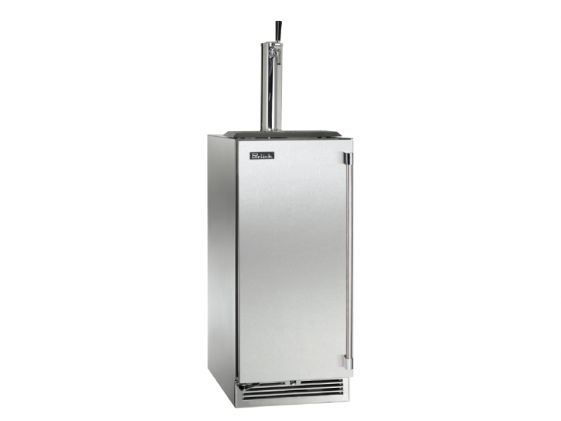 15" Perlick Marine and Coastal Signature Series Left-Hinge Beverage Dispenser in Solid Stainless Steel Door 1 Faucet - HP15TM41L1