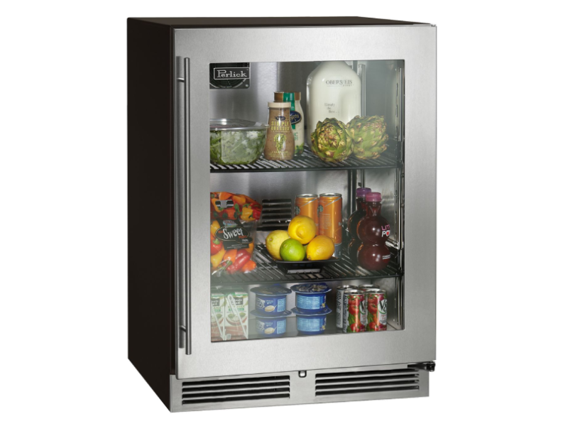 24" Perlick ADA Height Compliant Indoor Right-Hinge Refrigerator in Stainless Steel Glass Door - HA24RB43R