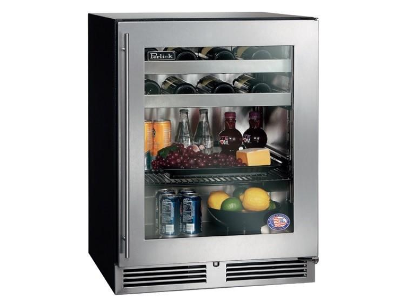 24" Perlick Indoor ADA Height Right-Hinge Compliant Beverage Center in Stainless Steel Glass Door - HA24BB43R